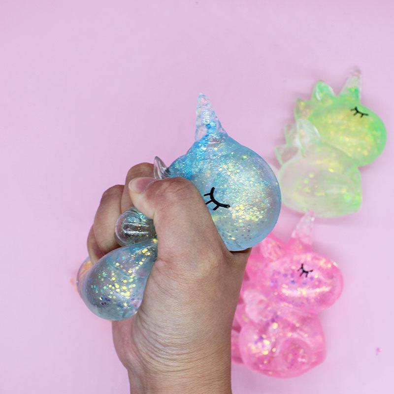 Regenbogen Malzzucker Einhorn Stressball - Kreatives Slow Rebound Dekompressionsspielzeug