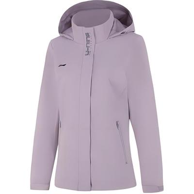 Li Ning Hooded Zipper Solid Color Jacket Women Jackets Slate-Purple AFDUA18-11