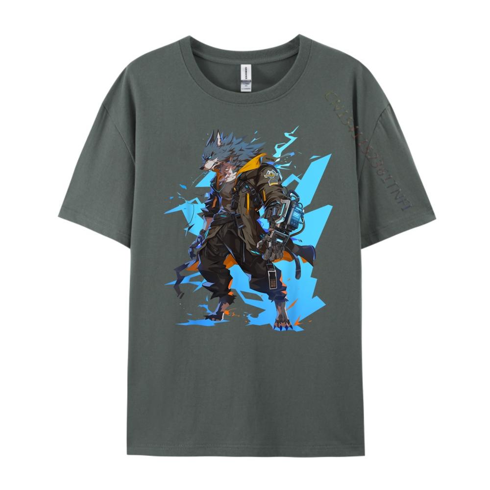 Cyberpunk Wolf Future Legend Harajuku Tee Shirt Men Tee Shirt Cute Oversized T Shirt Sale