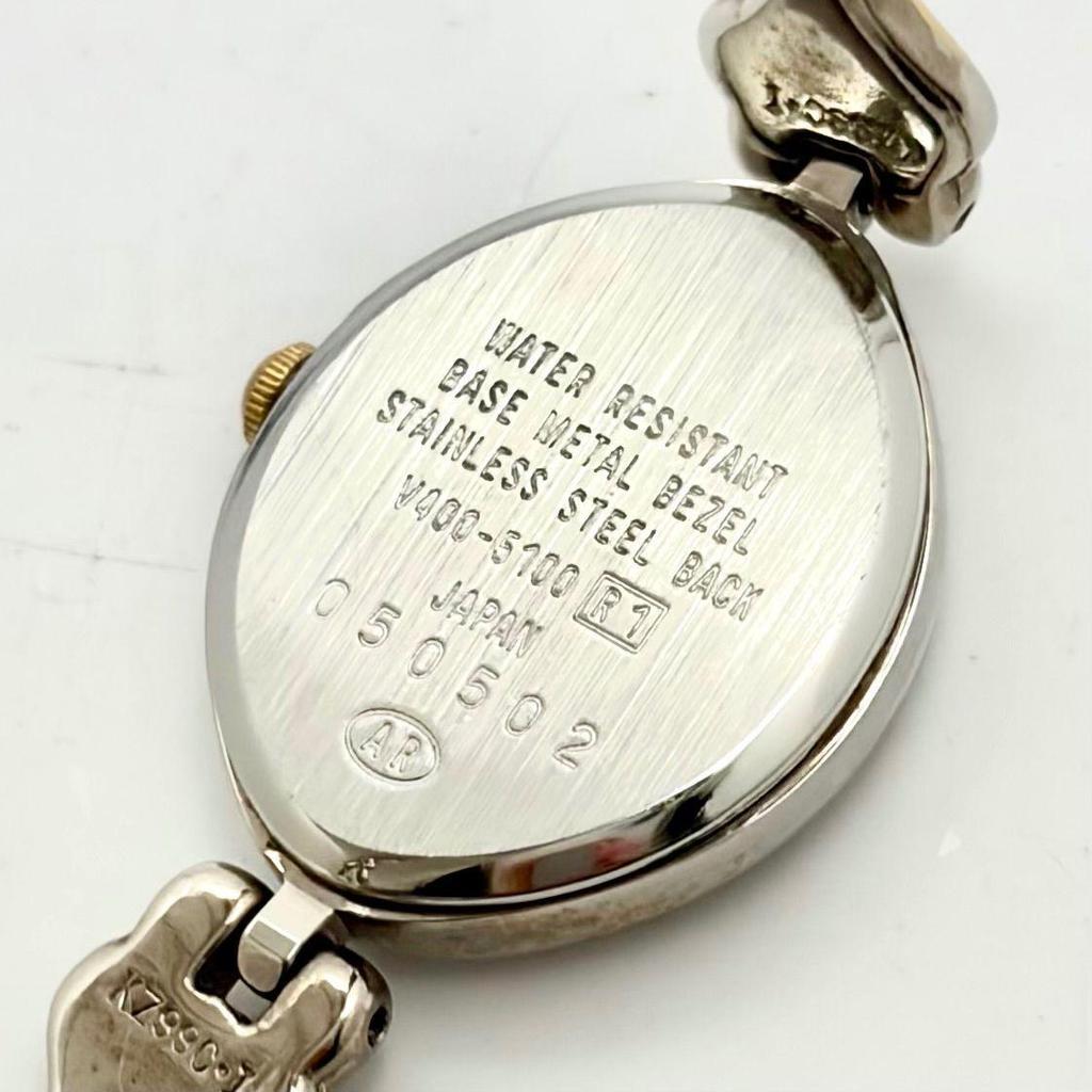 Used [New Battery] SEIKO ALBA 4P Color Stone Ladies Watch Oval V400-5100 050502