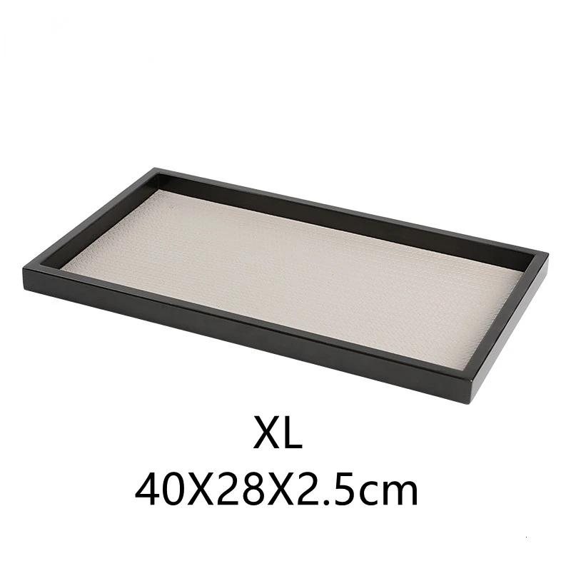 Rectangular Solid Wood Pallet Black Beige Leather Tray Home Soft Decoration Aroma Storage Tray Living Room Entryway Organizer