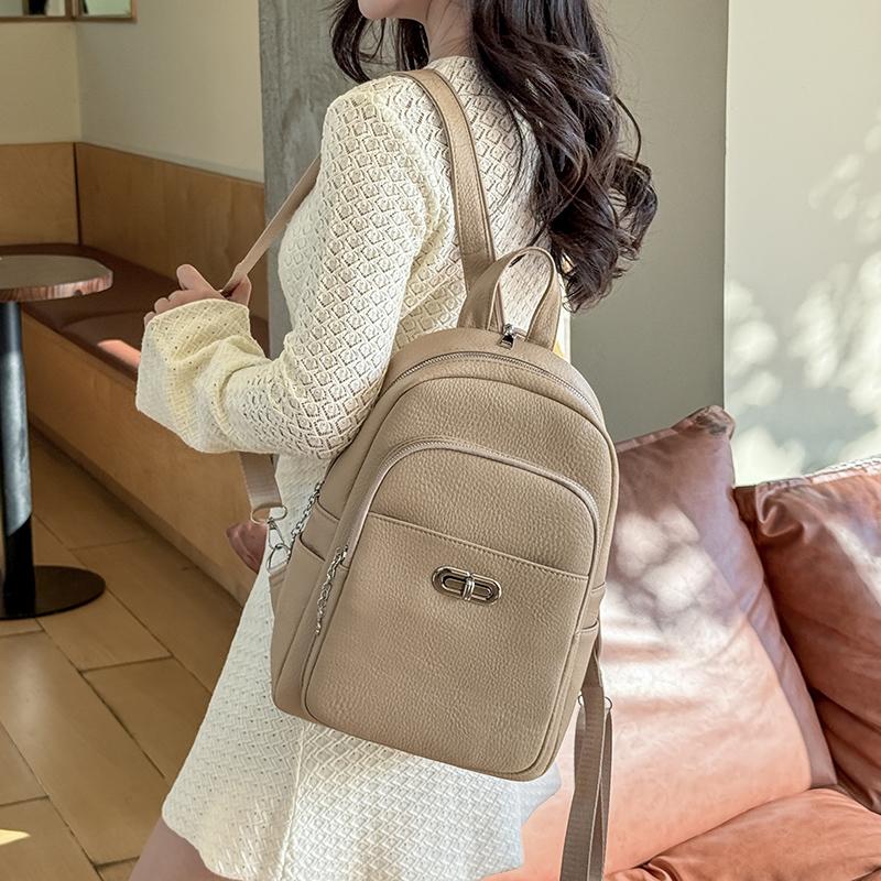 Vintage PU Backpack Women's Multi-Layer Large Capacity Chest Bag Multi-Use Lightweight Crossbody Bag