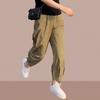 Womens High-Waisted Loose Fit Cargo Pants 9/10 Length Cotton Blend Casual Trousers Office Daily Wear