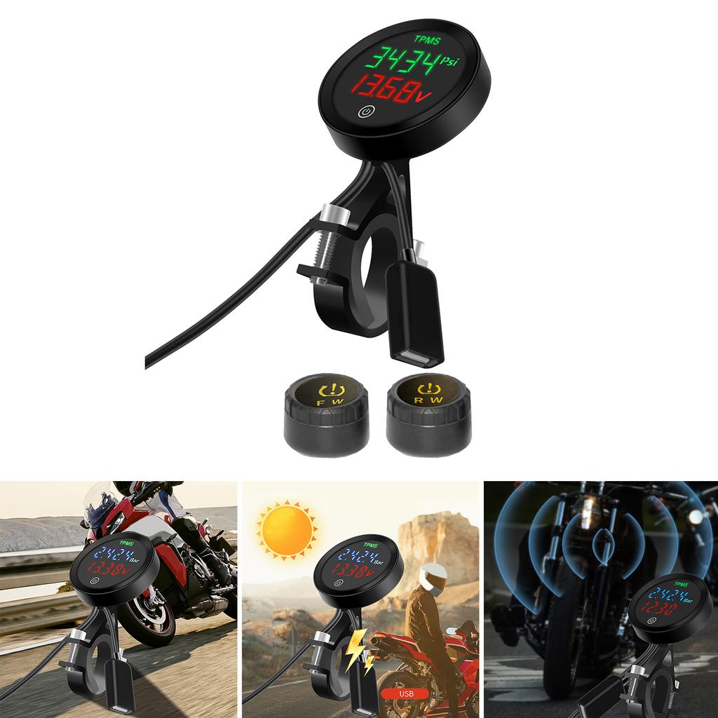 Verbesserter Motorrad-Reifendrucksensor Reifendruckalarm Wasserdichtes Reifendrucküberwachungssystem Einfache Installation