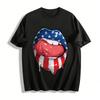 American Flag Tongue Print Trendy Casual Top Pure Cotton T-shirt
