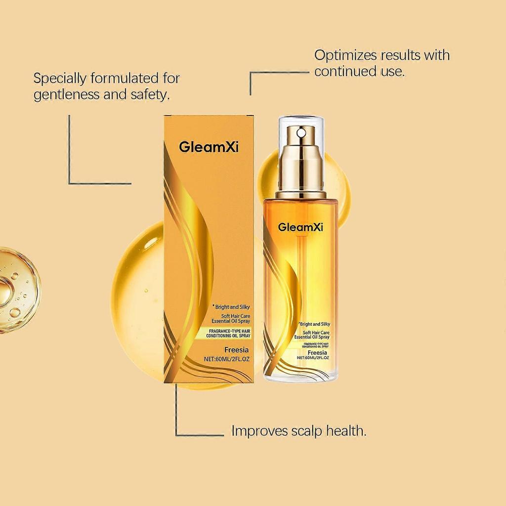 Gleamxi Moisturizing Hair Care Essential Oil Spray (Freesia) Nourishes, Moisturizes And Protects Hair, Making It Smooth And Shiny