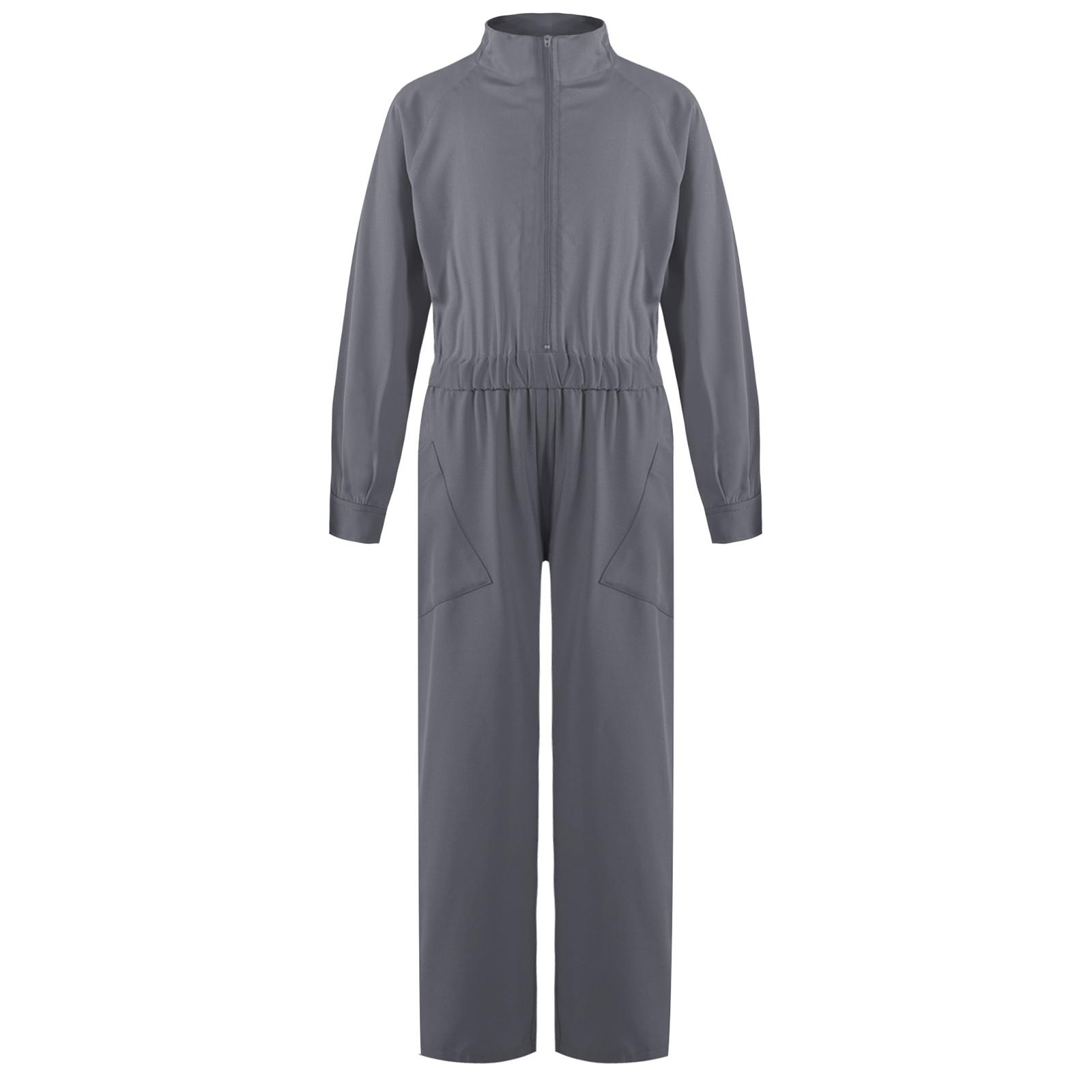 

Kids Playwear Solid Color Coverall Elastic Waist Romper 13-14 Years сірий колір