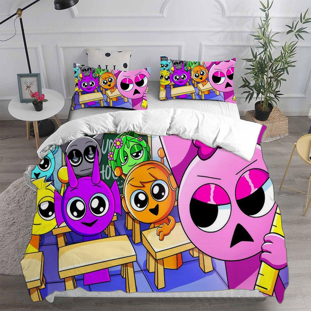 Sprunki Bedding Sets Soft Bed Cover Comforter Duvet Cover Pillow Case 2-3 Pieces Sets Teenagers Children'S Gifts Bedroom Decor