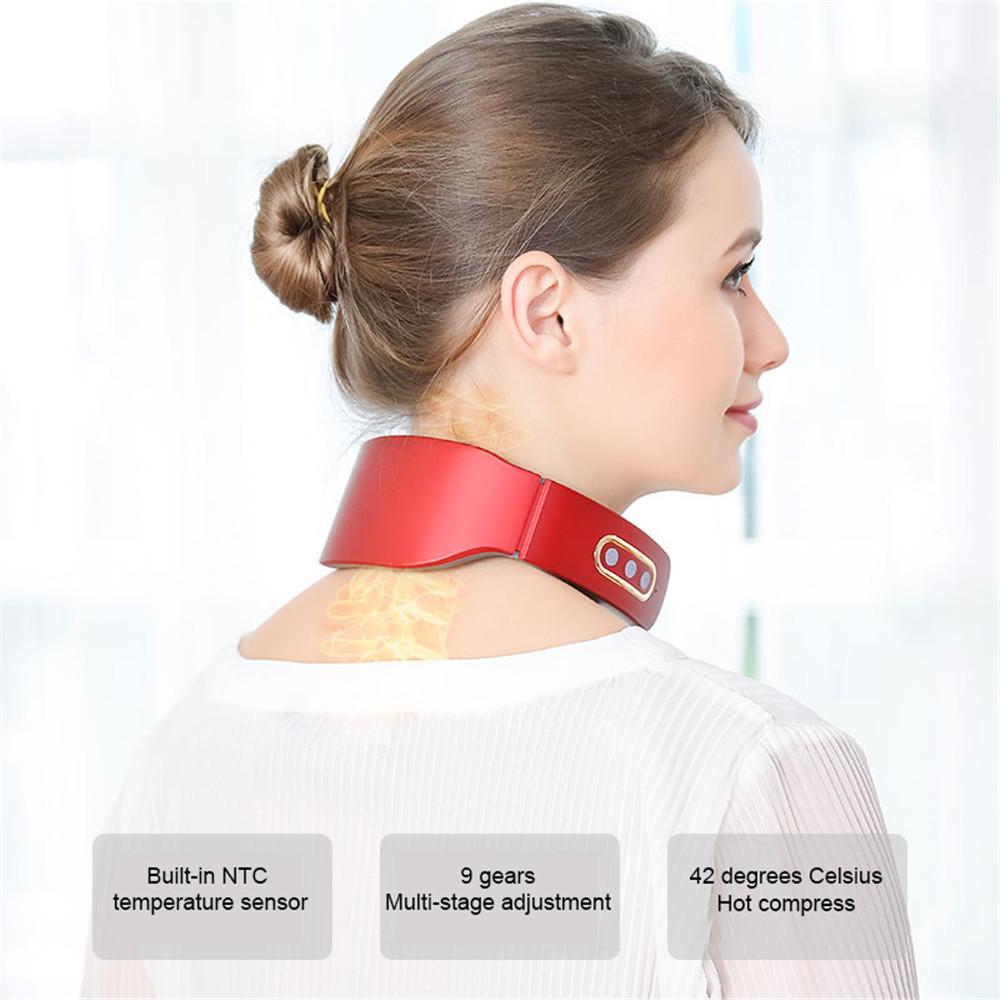 Electric Cervical Neck Shoulder Pulse Massager Heating Pain Relief Muscle Relax