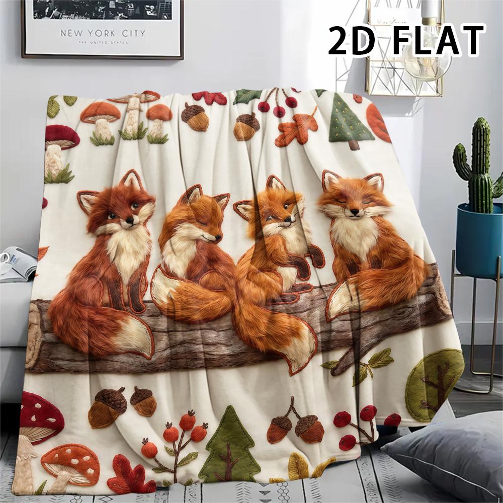 1Pc 2D FLAT Autumn Forest Print Flannel Blanket,High quality Comfortable for All Seasons,Home Decor,Warmth and Comfort,Perfect for Christmas Gifts