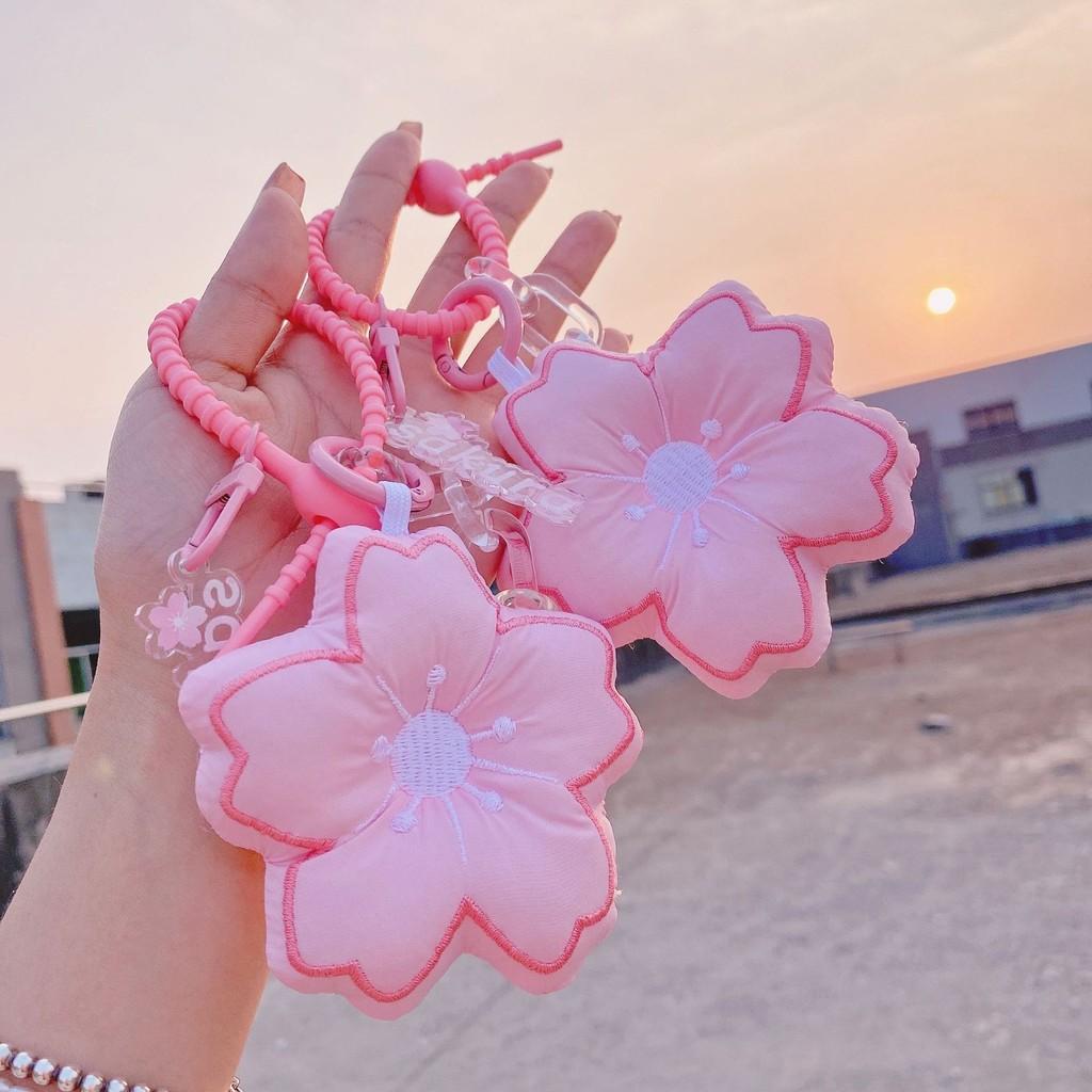Cherry Plush Pink Blossom Keyring Bag Decoration Creative Flower Decoration