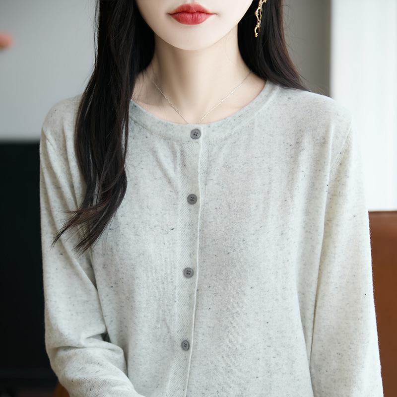 Women's Versatile Long-Sleeved Cardigan: Snowflake Dot, High-Grade Imitation Wool Knit Sweater