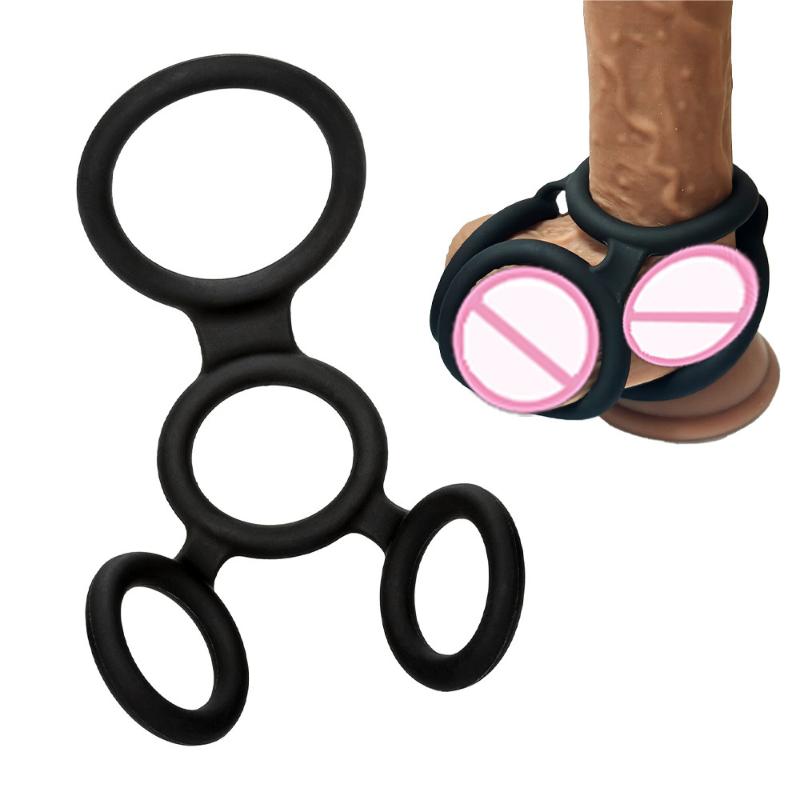 4 Rings Silicone Penis Rings Set Cock Ball Loop Slip Extra Delay Ejaculation Impotence Lock - Male Sexual Enhancement Accessory
