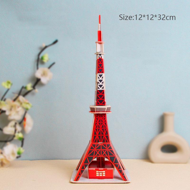 World Famous Buildings 3D Model Cardboard Puzzle for Children DIY Handmade Toys Desktop Decorations Kids Gift