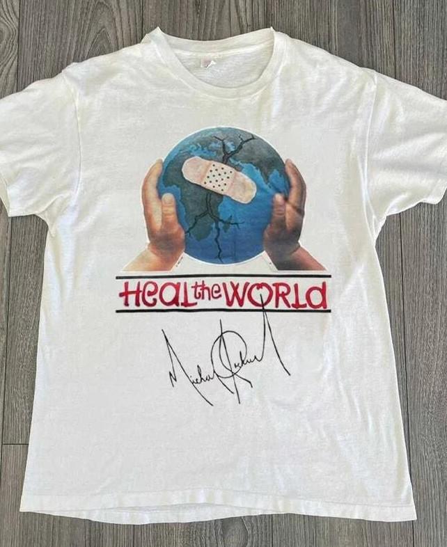 Michael Jackson Signature Heal The World T-Shirt Michael Jackson Graphic S-5XL XXL