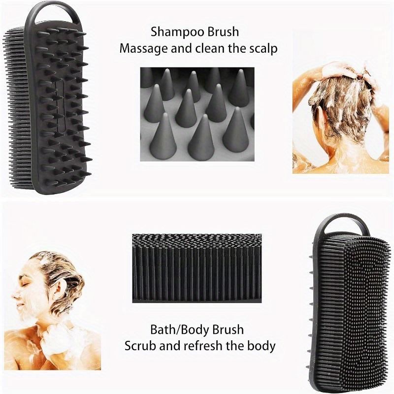 

Silicone Body Scrubber and Shampoo Brush, 2-in-1 Soft Exfoliating Loofah, Shower Scalp Massager, Easy To Clean, Unscented, No Battery Needed L чёрный