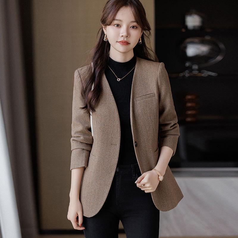 

Petite Women s Collarless Blazer - Spring 2024 High-End Casual Loose Fit L