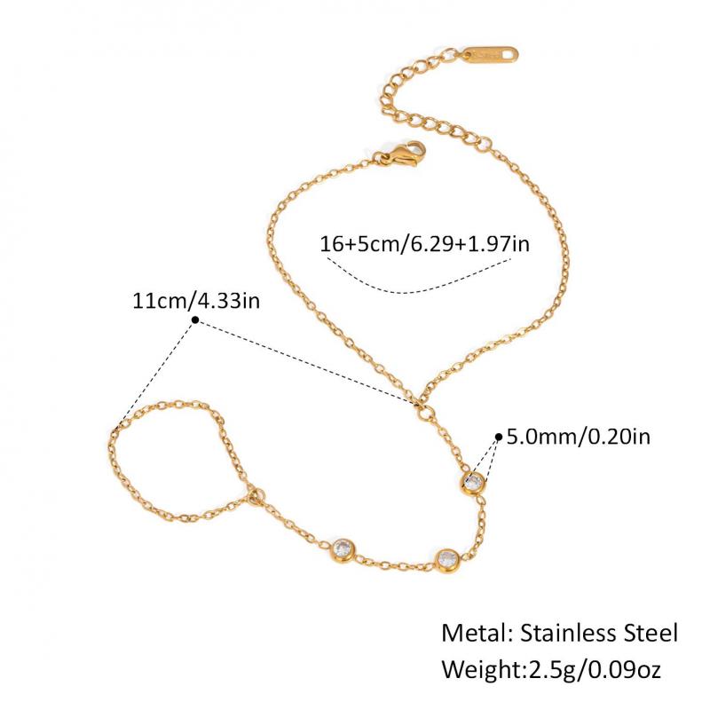 Dainty Trendy Zircon Chain Bracelets for Women Classic Gold Silver Color Adjustable Bracelet Ring Daily Wear Charm Jewelry Gifts
