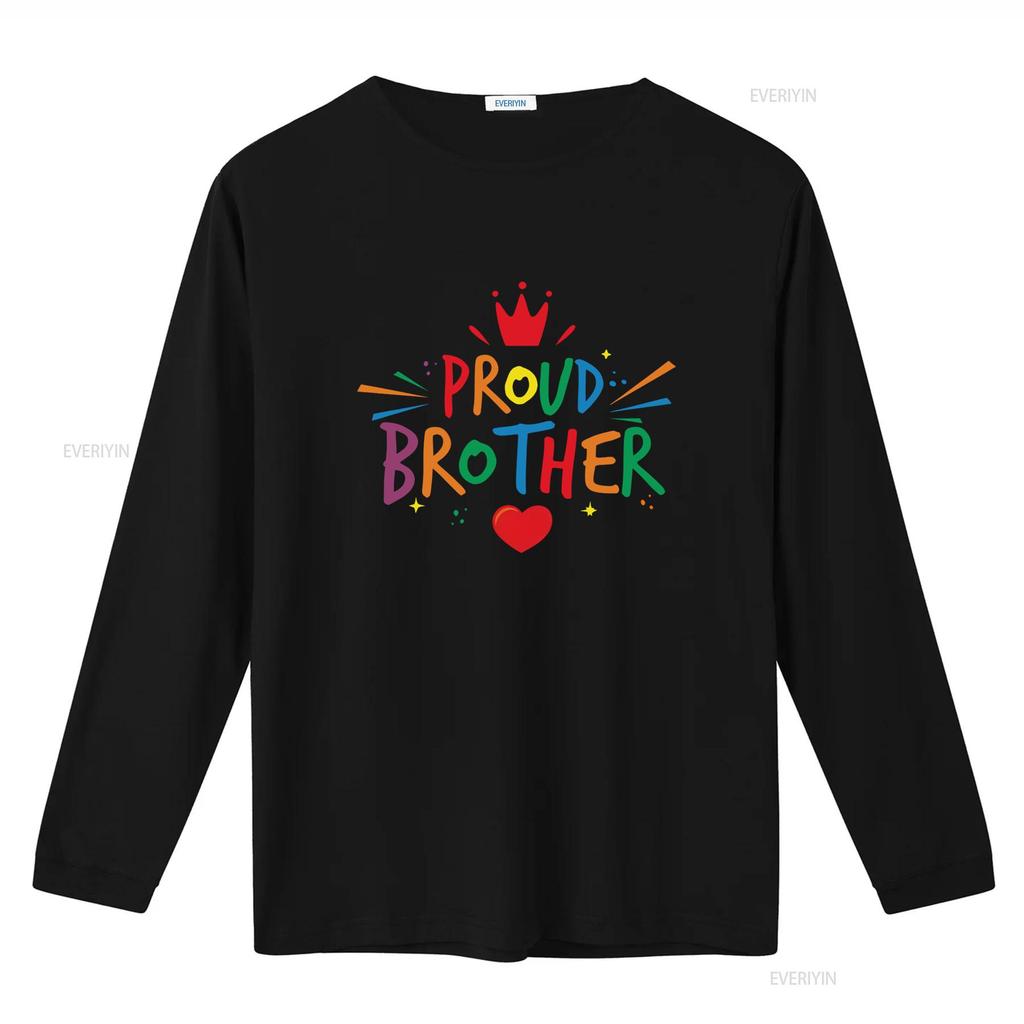 Colorful Proud Brother T Shirt for Men with Crown and Heart Design Perfect Celebrations Vintage Washed Designer Clothes