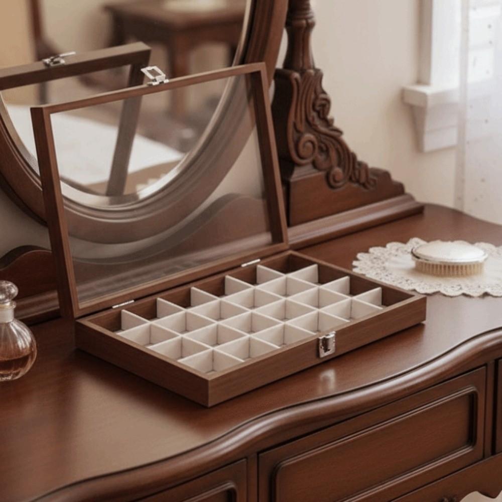 Retro Jewelry Display Tray Decorative Rectangle Sunglasses Display Holder Visible with Compartments Watch Display Tray
