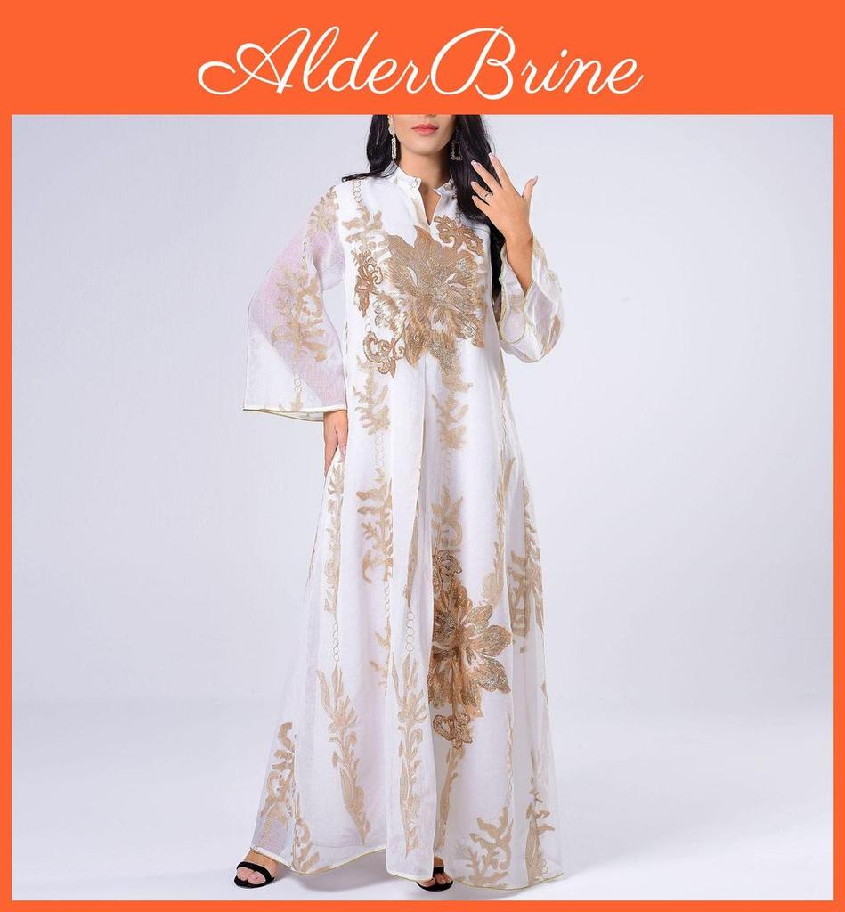 Clothing Muslim Embroidered Golden Sequin Yarn Muslim Female Jalabiya Dubai Arab Eid