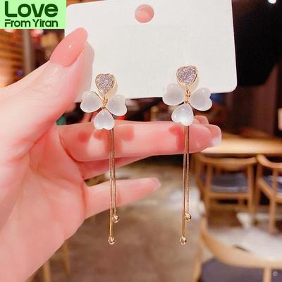 New Opal Flower Drop Earrings For Women Fairy Tassel Jewelry Birthday Gifts