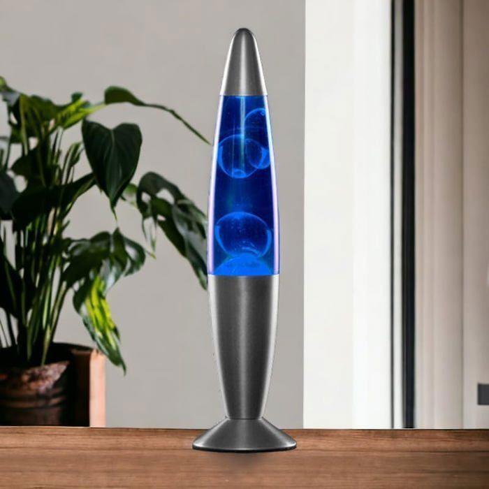 Lampe à Lave - CELLUSTOP - Magma - Bleu - Métal et Verre - 34x9 cm