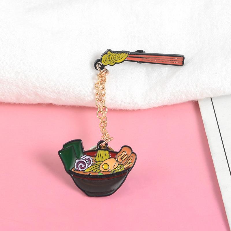 Ramen Tonkotsu Distinctive Alloy Pin Brooch With Geometric Elements For Enthusiasts Fashion