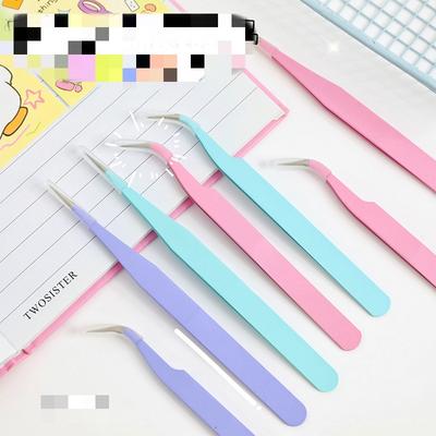 Colorful Hand Journal Tweezers with Thickened Curved Tips, Nail Art Tweezers, Hand Journaling Tools, Stainless Steel Eyelash Tweezers