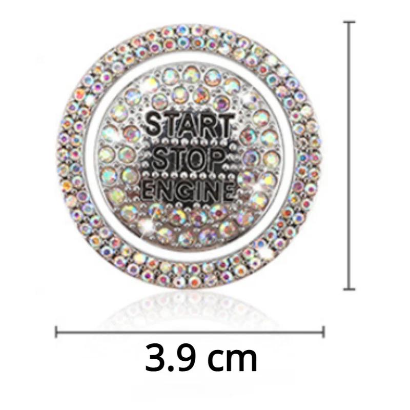 Buton comutator pornire auto Autocolante decorative cu diamante inel cu strass ornamente cerc Husa de protectie Accesorii auto 2 buc/set