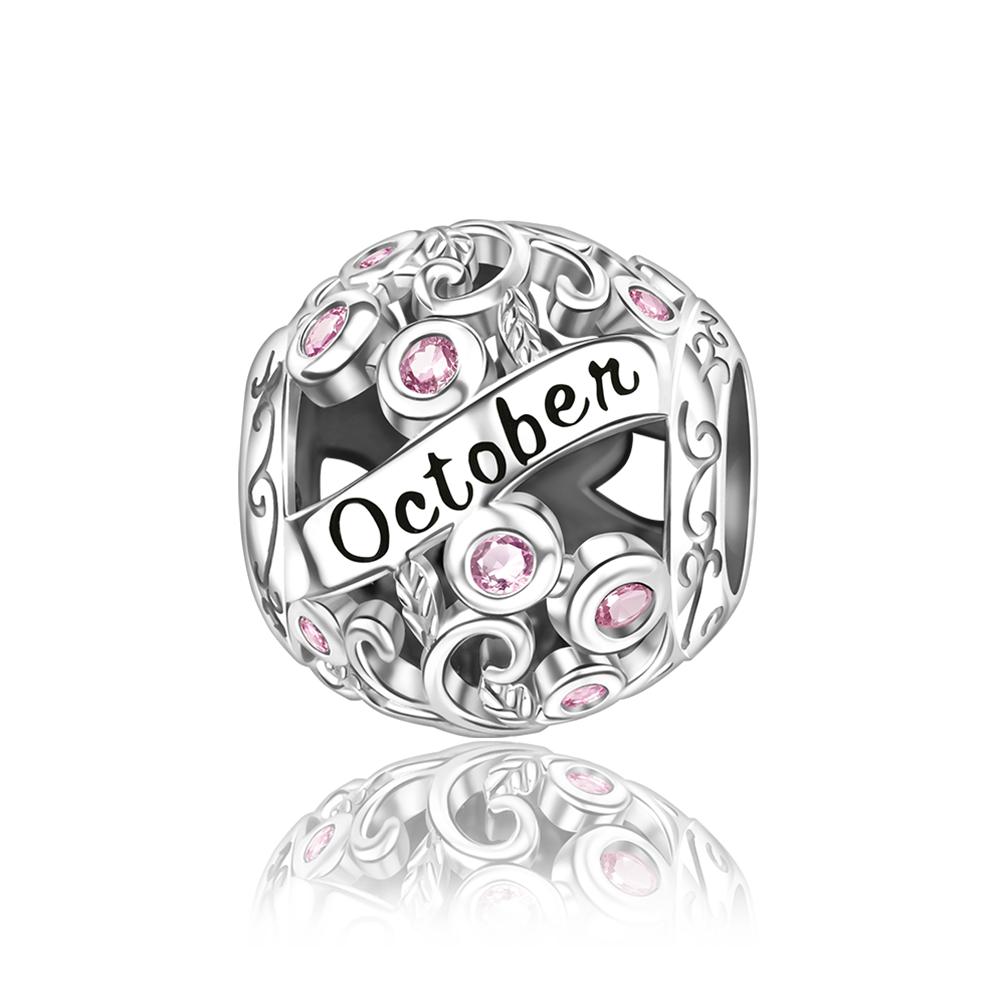 New 925 Silver Charms Colored Zircon Twelve Months Beads Pendant Bracelets Necklaces Womens DIY Jewelry Gift