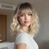 Short Wig Women Natural Look Paris Balayage Bob Curly Full Head Cover Modest Face Shaping