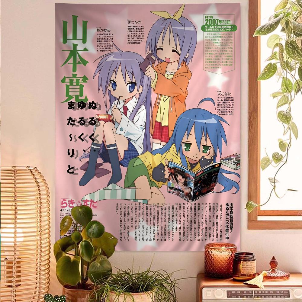 Lucky Star Anime Large Printed Wall Tapestry Hippie Vibe with Tarot Details BudgetFriendly Wall RugsHanging for Dorms  Spaces