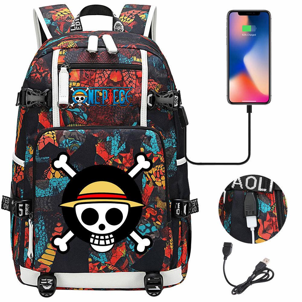 RiMan ONE PIECE Luffy Printed Teen Student School Bag Large Capacity Men's and Women's Leisure Travel Backpack