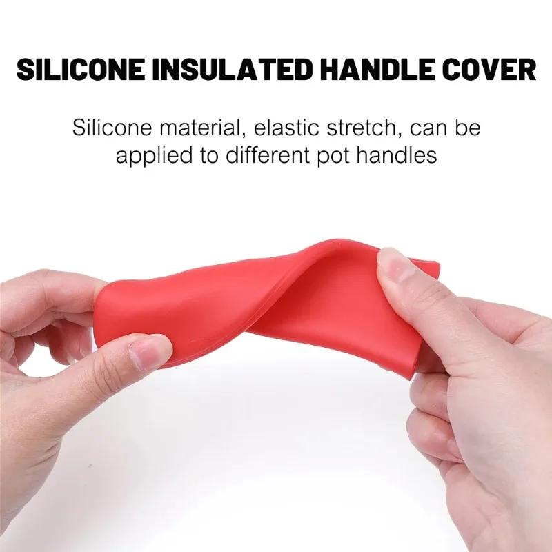 2/1 Peças Capa de Alça de Panela de Silicone Capas de Isolamento Térmico Clipe de Orelha de Panela Antiderrapante Suportes para Panela de Cozimento a Vapor Caçarola Utensílios de Cozinha