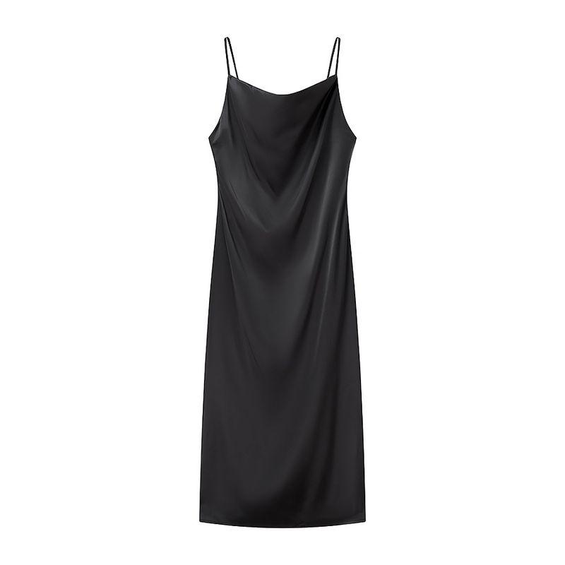 Kaslead New Arrival Women's Clothing Fashion Style Fashion Minimalist Multi-Color Satin Mid Length Long Length Sling Dress