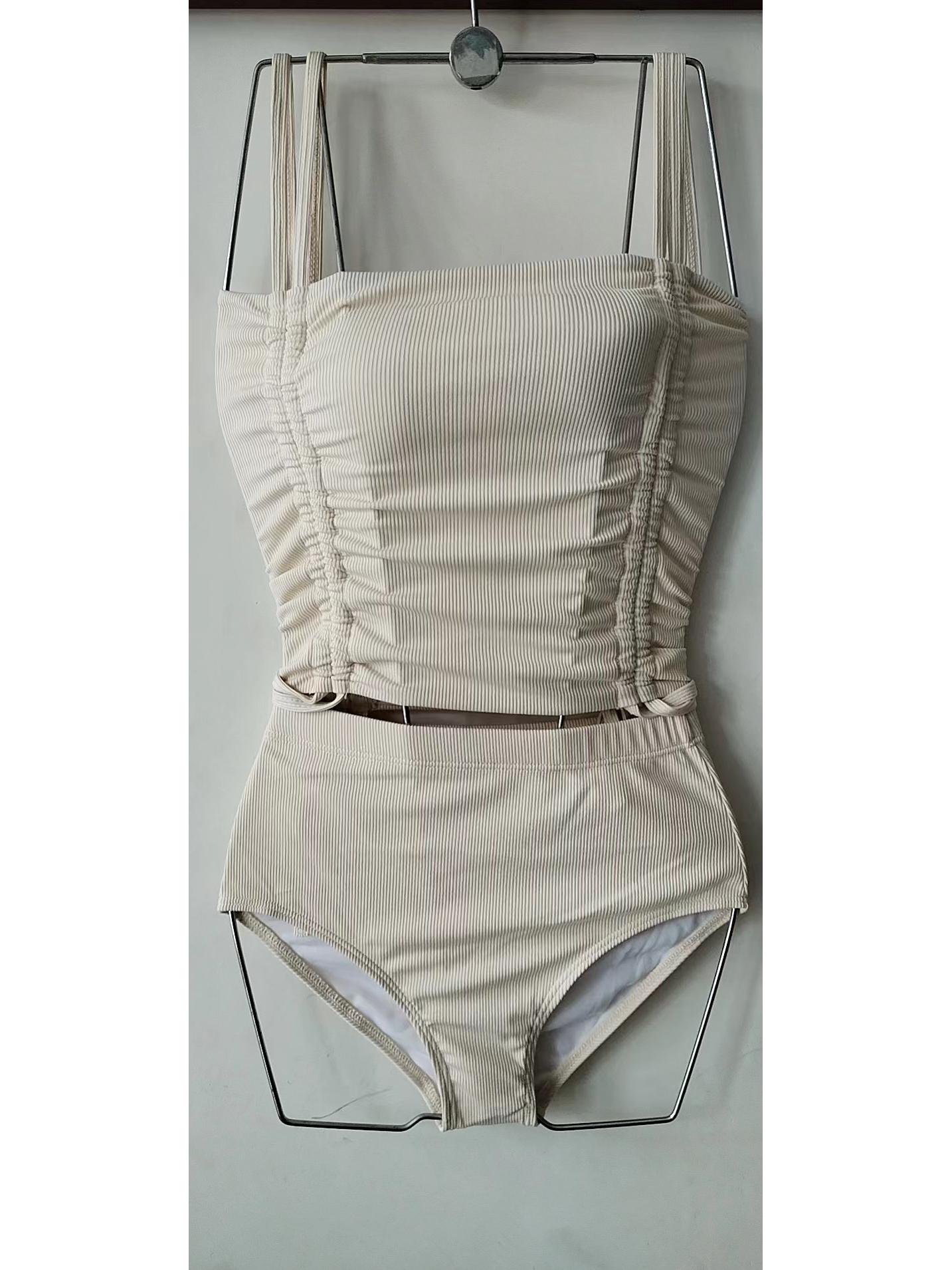 

Women s 2020 Korean Style Tummy Control Two-Piece Bikini Extra Large бежевый