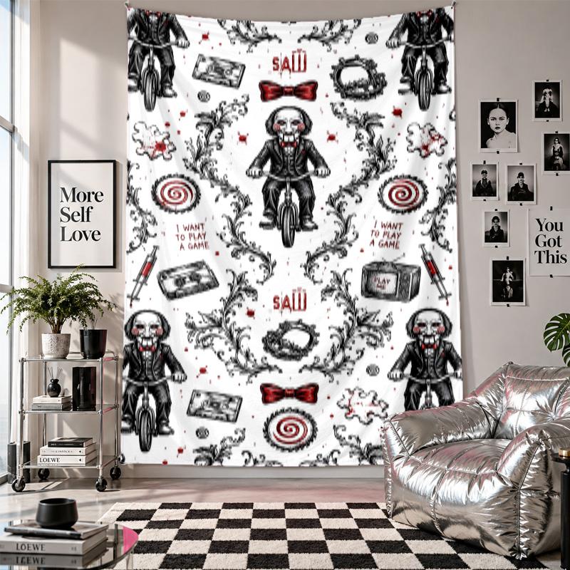 Wall TapestrySaw Billy the Puppet Art Hanging Cloth Decorative Background Cover for Room Decoration