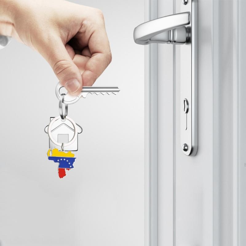 Venezuela Map Flag Charm Keychain Stainless steel Pendant Keyring Jewelry