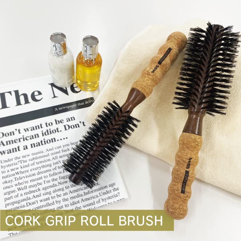 Vess Cork Grip Roll Medium Roll Natural Bristle Natural Wood Natural Cork Roll Brush Hair Brush (47mm) CG-5000