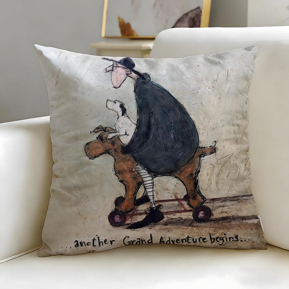 Classic Artist Sam Toft Cushion Cover Soft EasyWash Pillow Case Versatile for Couch Bed Travel and Office