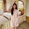 New Pajamas Women's Ice Silk Summer Thin Girl Sweet Lace Short-sleeved Shorts Silk Loungewear Set