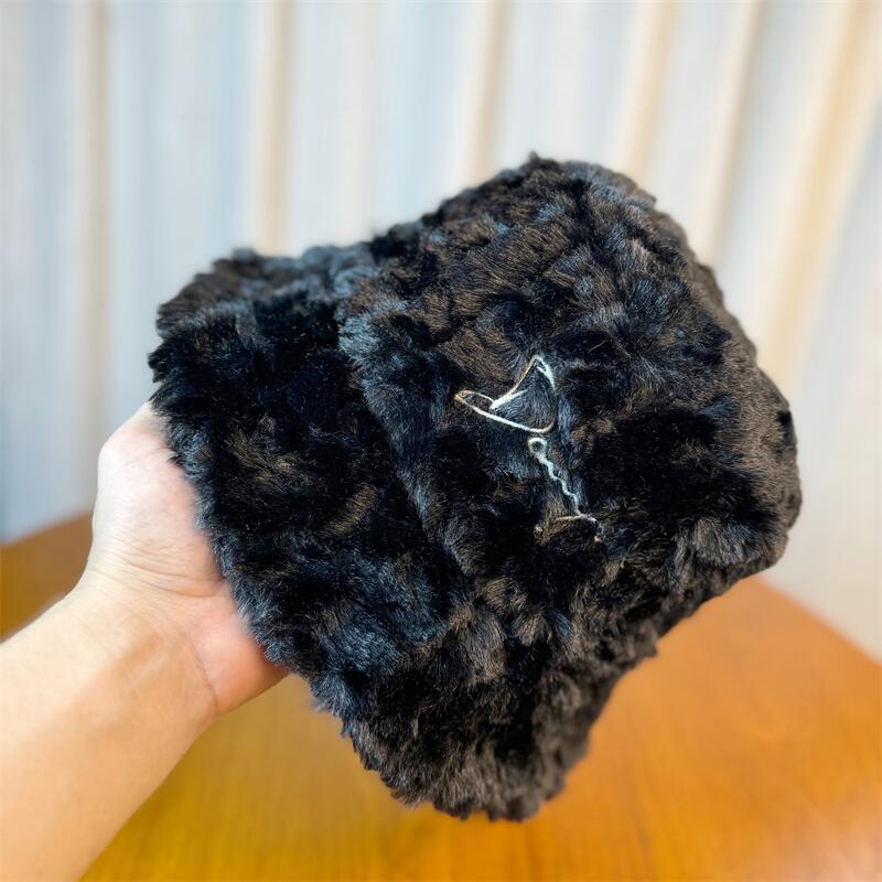 

Панама женская осенне-зимняя новая теплая плюшевая шляпа-ведро из овечьей шерсти Adjustable чёрный