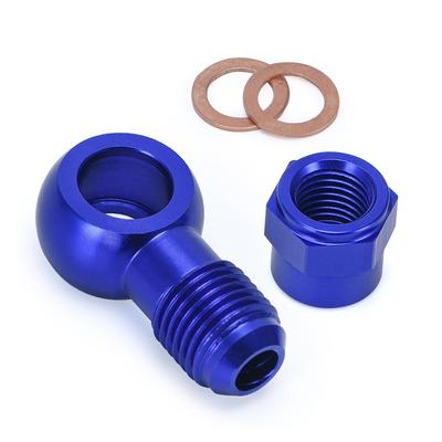Aluminum Blue AN6 To 12.5MM Outlet Banjo Adapter Fitting + Cap For 044 Fuel Pump Car Accessorie