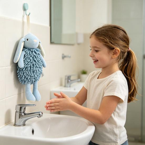 Microfiber Hand Towel Soft Instant Water Absorption Towel with Lanyard Hanging Towel for Hands Countertop Mirrors Cars Furniture
