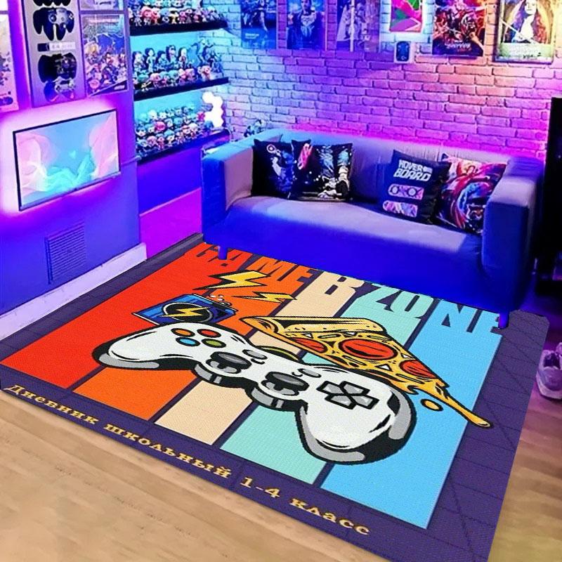 Alfombras HD para Área de Hogar para Gamers con Diseño de Mando de Juego, Alfombras de Piso Antideslizantes para Niños, Alfombra para Decoración Sala de Estar, Dormitorio, Salas de Juego, Cocina