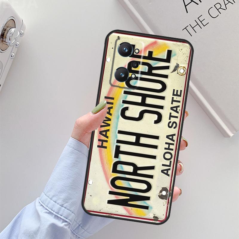 

Vintage Hawaii License Plate Aloha For Realme C61 C75 C55 C51 C21Y C25S C67 C53 13 12 10 11 14 Pro Plus GT 6T 6 5 GT7 Pro Case Realme 12 Pro Plus