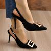 Ladies Shoes 2023 Fashion Slingbacks Women's High Heels New Metal Decoration Office and Career Sexy Pointed Toe Heels Women