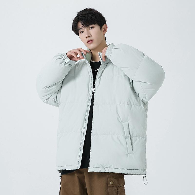 Weiße Entendaunenjacke Herren Winter Trendjacke Jungen Verdickte Kurze Winter Stehkragen Brotjacke