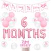Half Birthday Decorations - Pink Gingham Banner Bow, Balloons, Cake Topper for Girls 6 Month Party Supplies